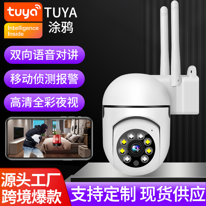 tuya涂鸦手机远程wifi监控摄像头全景智能高清小巧球机家用对讲
