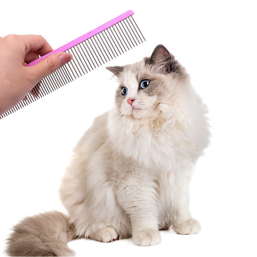 Peine para mascotas de acero inoxidable, peine de aseo para perros y gatos, herramienta para eliminar el pelo, suministros para peines de gatos.