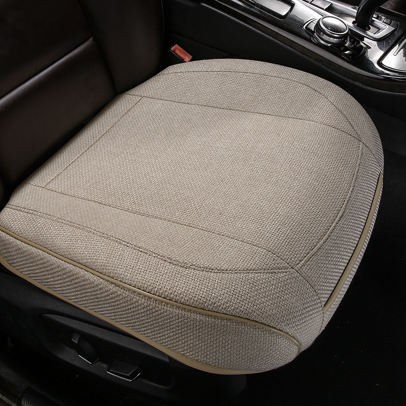 New Full-Coverage Linen Car Seat Cushion for Single Front Seat, Breathable and Suitable for All Seasons, Cross-Border Purchase with Labeling
