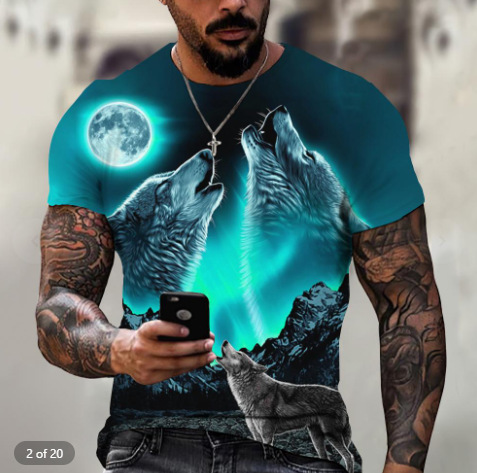 Primavera comercio exterior transfronterizo nuevos hombres europeos y americanos ocio deportes moda 3D degradado manga corta cuello redondo camiseta hombres