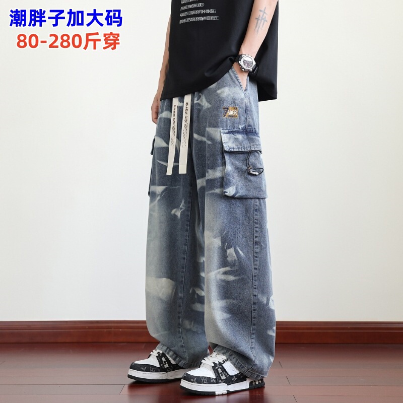 Cross-Border High-Quality American Retro Slim-Fit Men's Plus-Size Autumn and Summer Straight-Leg Jeans Trendy Casual Pants Cross-Border High-Quality American Retro Slim-Fit Men's Plus-Size Autumn and Summer Straight-Leg Jeans Trendy Casual Pants