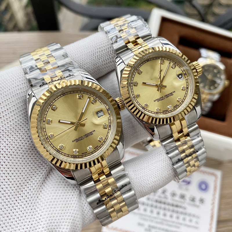Wechat Business Popular Women's Watch Mechanical Watch Log-Shaped Watch Men's Gold Steel Band Waterproof Stainless Steel Band Danny Road Watch