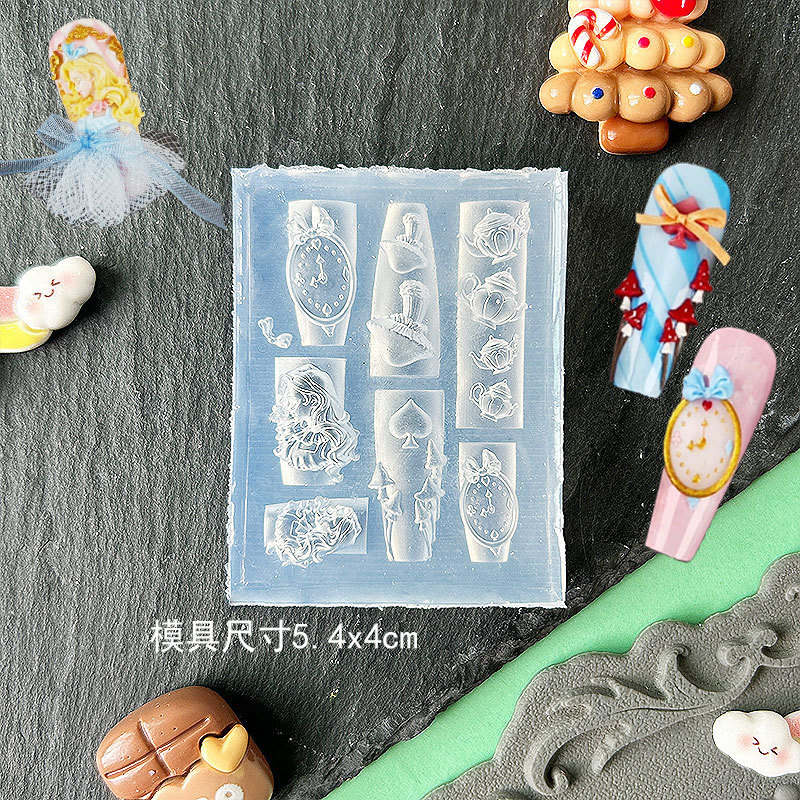 高透明遊園地トロイの木馬バニーリボンクマレリーフ漫画ネイルアート装飾金型 DIY 接着剤金型|undefined