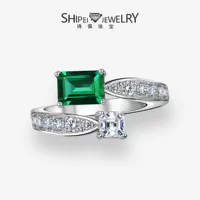 Shipei Jewellery 2024 новый прилив 1ct культивирует изумруд 5*7 кольцо с высоким содержанием углерода бриллиантовое кольцо для женщин европейская и американская мода