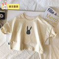 2022春秋儿童七分袖T恤男童3岁女童韩版宽松上衣宝宝兔子打底衫潮
