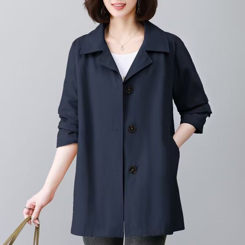 休闲风衣外套女中长款2025春秋新款休闲宽松百搭上衣潮雪尼尔氨纶|undefined