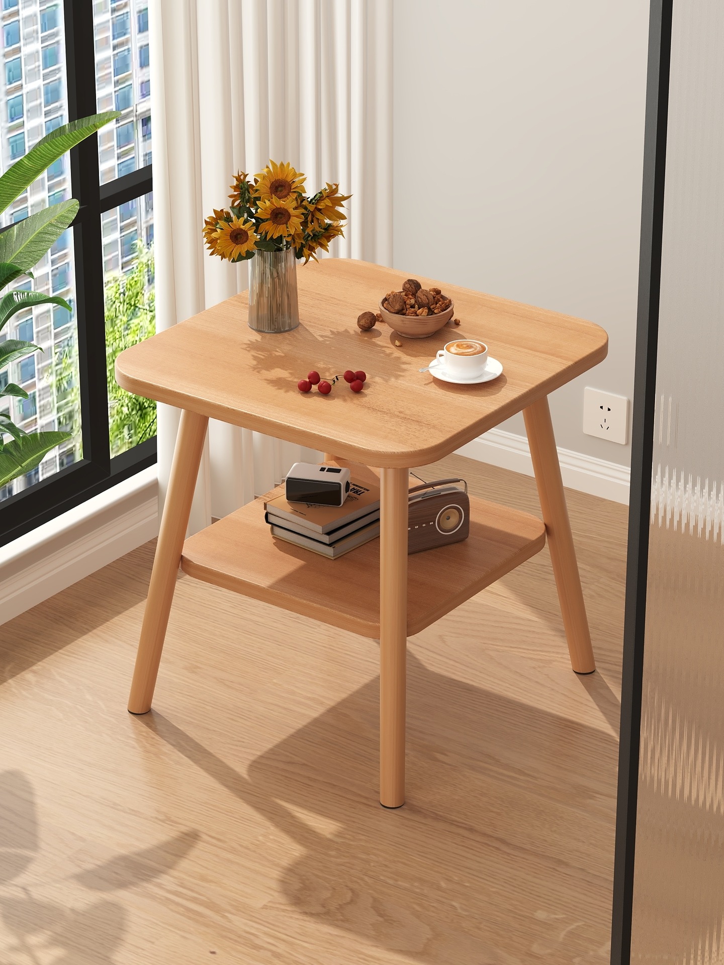 Small Square Table for Living Room, Home Use, Sofa Side Table, Movable Coffee Table for Rental Apartments, Bedside Table, Balcony Table