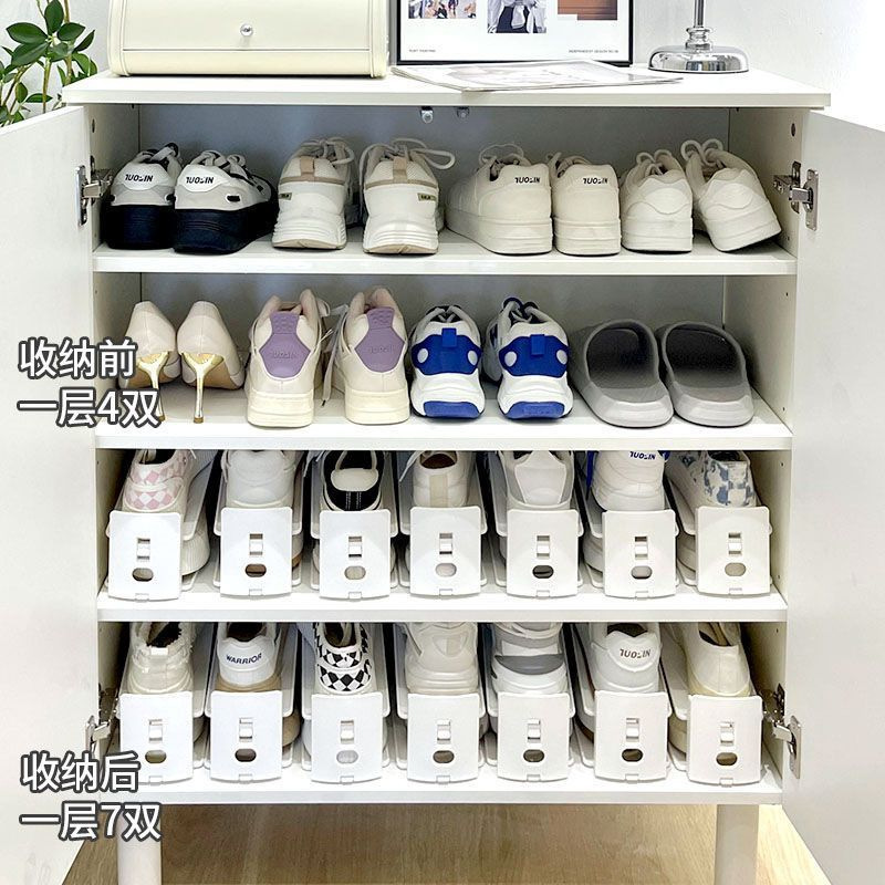 二層靴ホルダー、調節可能な靴収納アーティファクト、家庭用省スペース靴キャビネット、靴ラックを整理するための層状パーティション|undefined