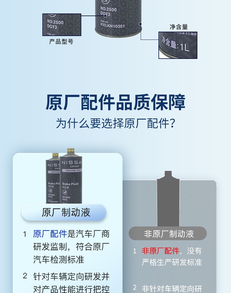 Nissan Original Pure Brake Fluid, Brake Oil, Clutch Oil Dot3 1L/Suitable for All Dongfeng Nissan Models