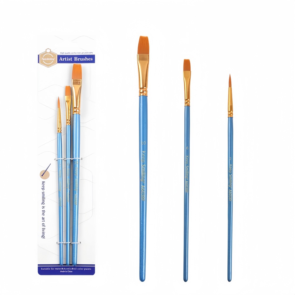 3 piezas combinación cepillo plano de cerámica vinilo muñeca pintura pincel acuarela gouache acrílico fábrica al por mayor