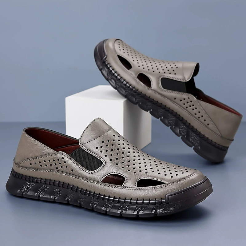 Мужские летние дышащие сандалии 2025 года, босоножки-босоножки с мягкой подошвой, спортивные, для вождения, пляжа и прогулок