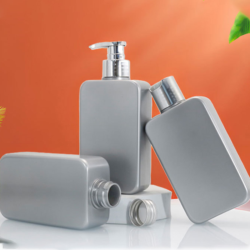 Botella de champú personalizada al por mayor de 300 ml, botella plana de plástico PET, botella de gel de ducha, botella de acondicionador, botella de loción corporal, botella de desinfectante de manos