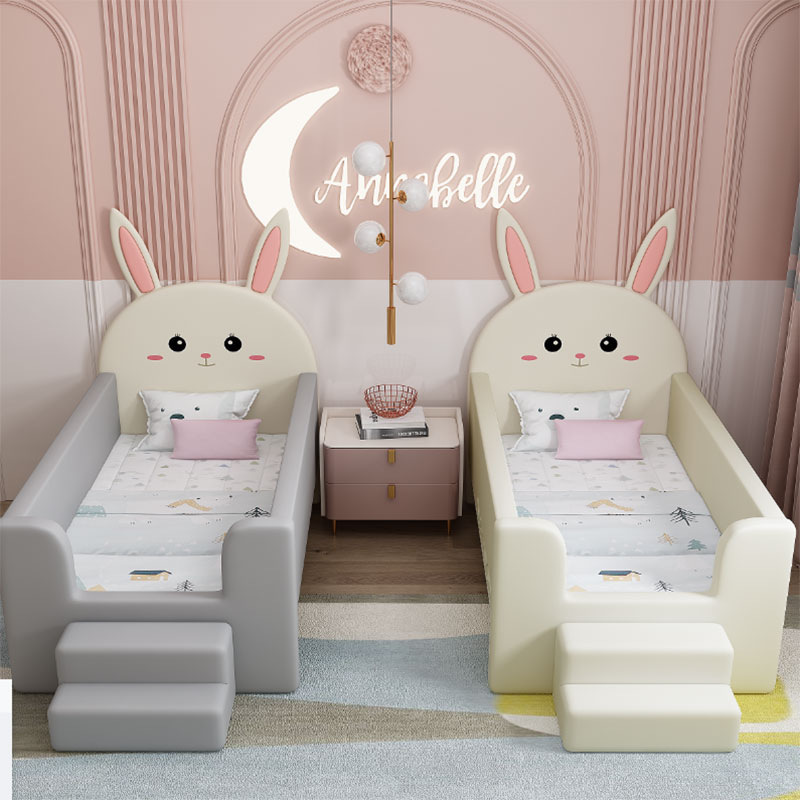 Children's Spliced ​​Bed with Guardrails, Baby Girl's Single Bed, Big Kidsren's Bedside Bed, Widened Crib, Spliced ​​Large Bed Soft Bag