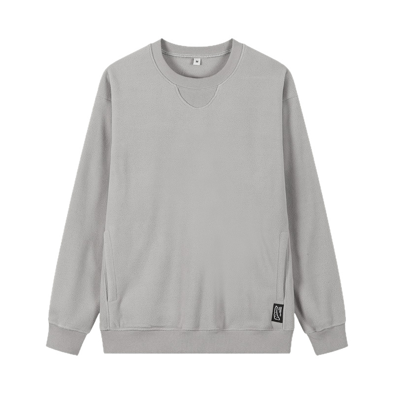 Japanese-Inspired Fleece Pullover - 300GSM Drop Shoulder Oversized Sweatshirt With Side Pockets For Men_voghion.com