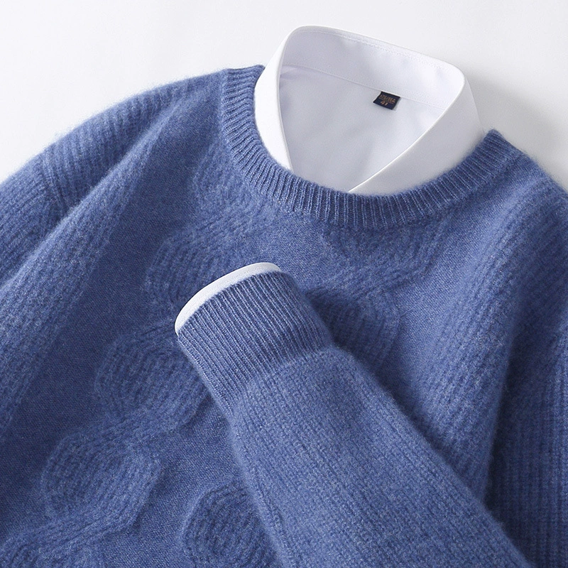 Осенне-Зимний новый 100% чистый шерстяной свитер, Мужской Жаккардовый внутренний свитер, деловой Повседневный Молодежный кашемировый свитер