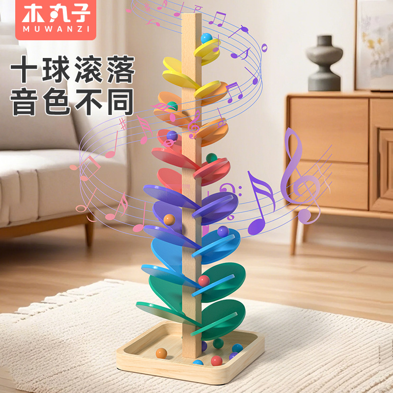 madera ins arco iris pista de ballas de música hojas mosaico decoración creativa juguetes cognitivos de color para niños