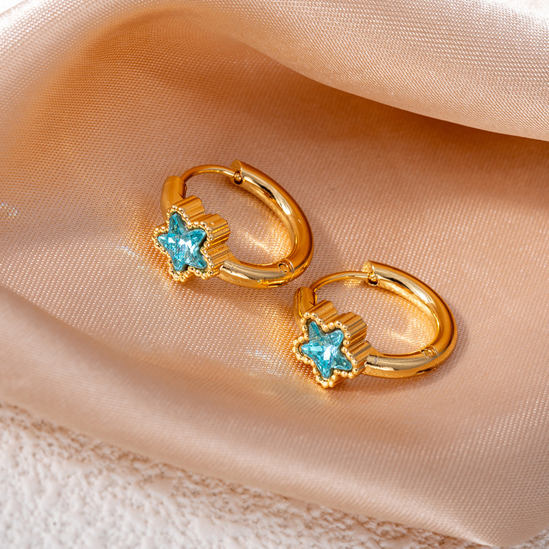 Blue earrings with zircon