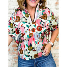 J 67383 Print V-neck loose chiffon blouse ӡ�� V �����ѩ��