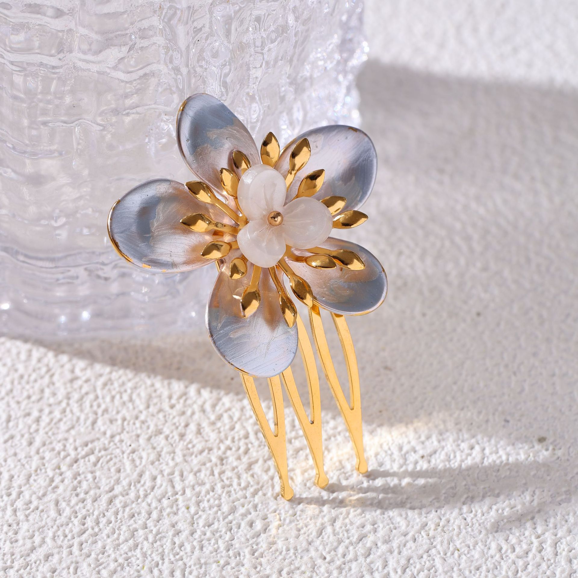 TENA Europa y los Estados Unidos transfronterizos tulipanes dorados flores de peinado cráneo alto universal accesorios de pelo de viajeros mujeres al por mayor