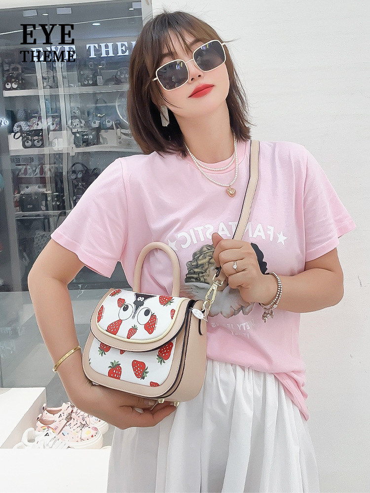 Moda personalidad de dibujos animados bolsos de damas estudiantes de moda de la calle color contraste mochila impresión flip 2595 #