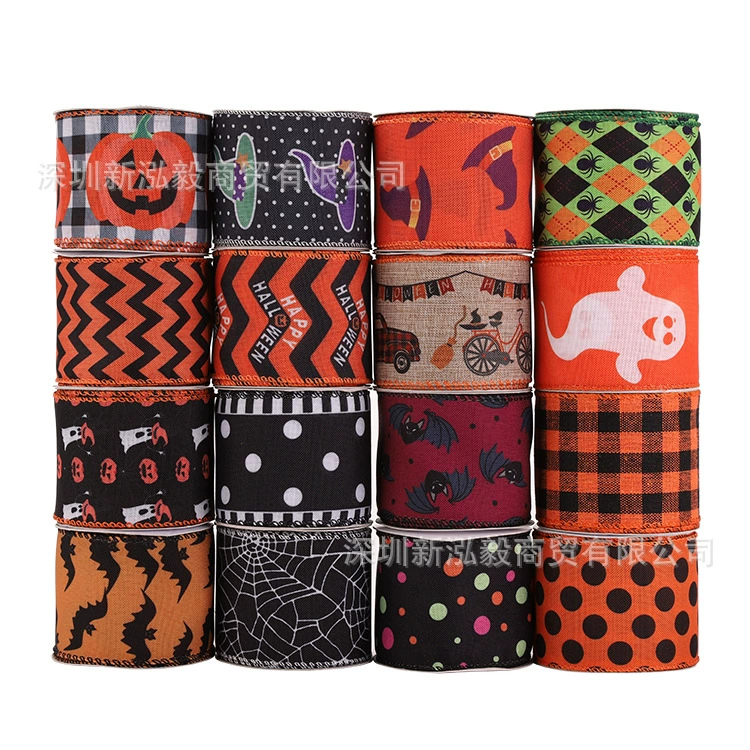 [Прямые продажи с фабрики] Hongyi лента печать паутина Тыква Лампа Череп Призрак Хэллоуин лента