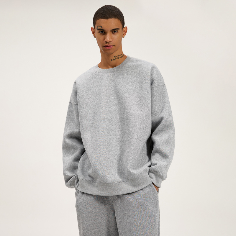 Winter New Pullover Sweater 420g Composite Imitation Cotton Crew Neck Sweater, Couple Casual Versatile Sweater_voghion.com