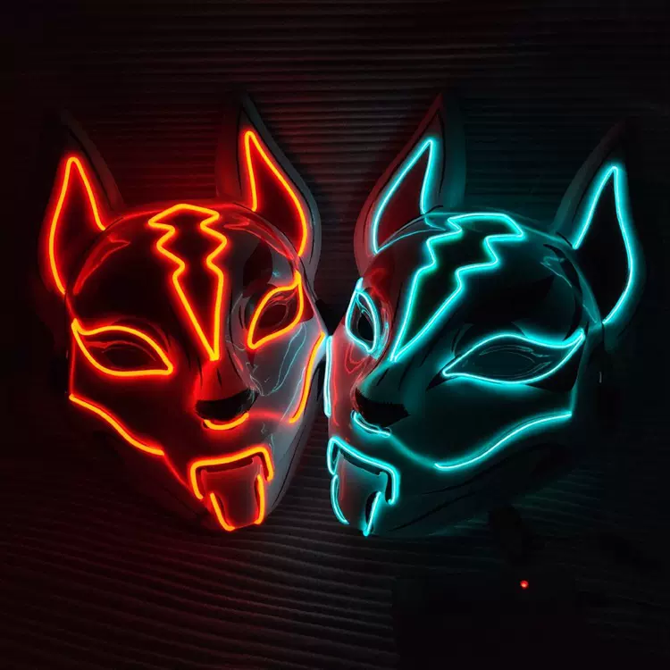 [100件起免邮]新款堡垒之夜发光面具LED天狐批发角色扮演鬼脸