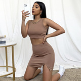 (Трансграничная торговля), сексуальная модная юбка, комплект, европейский стиль, в обтяжку, короткий рукав, с акцентом на бедрах