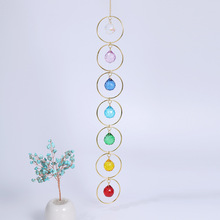 跨境七彩水晶圆环挂件家居客厅墙饰风铃挂件水晶能量石太阳捕手