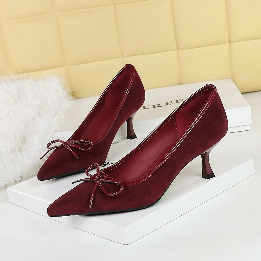 Stiletto Pumps Elegant Leopard Print Velvet Bow Mid Heel Shoes_voghion.com