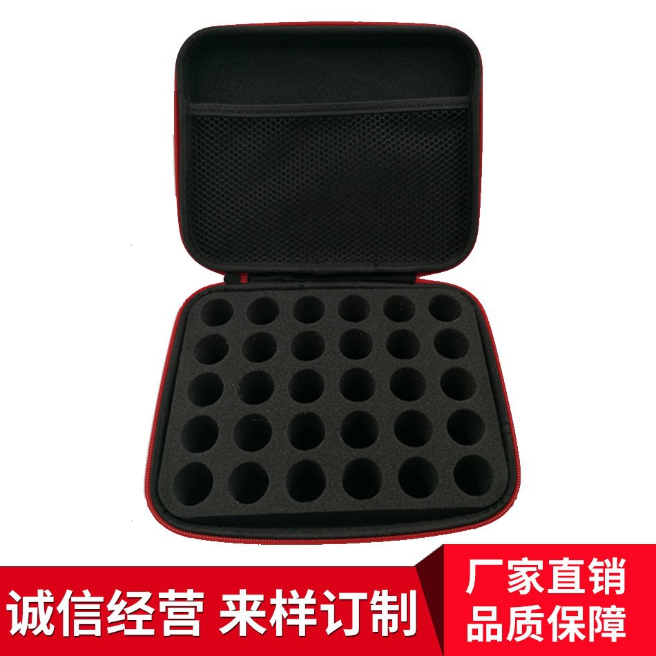 Fábrica en stock ventas directas eva botella de aceite esencial bolsa de almacenamiento 30 rejilla portátil sub-botella 5-15ml caja organizadora