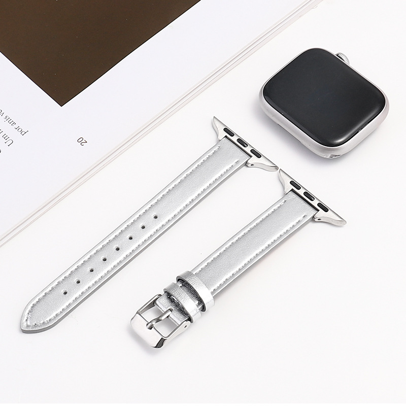 Adecuado para iwatch4/5/6/7/8/se Apple delgada capa superior de cuero hebilla Correa 14mm Apple correa de cuero