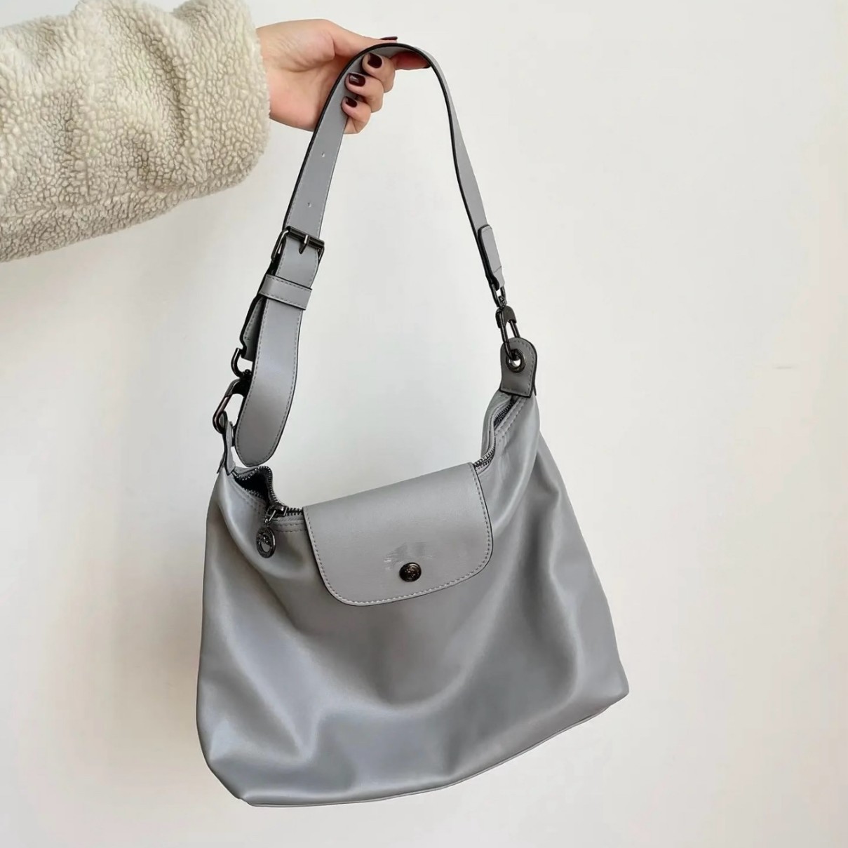 Longjia New Hobo Cowhide Underarm Bag For Women Large Capacity Commuter Tote Soft Leather Handbag Shoulder Crossbody Bag - Thumbnail 3