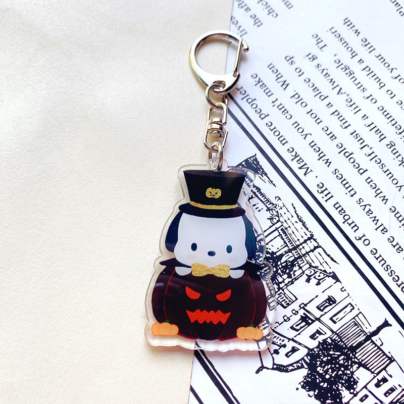ハロウィーン漫画サンリオアニメアクリルキーホルダーかわいいかぼちゃのパチャ犬のかばん装飾ペンダント|undefined