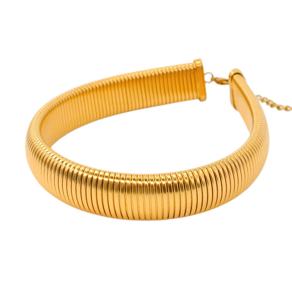 Solid Color Pattern 304 Stainless Steel 18K Gold Plated Lady Solid Color Choker