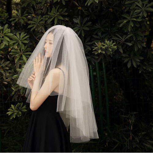 Veil Bridal Headwear Photo Internet Celebrity Super Fairy Style Internet Celebrity Photo Props Double Layer Simple Travel Photography Wedding Veil