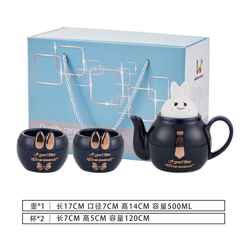 Juego de agua de cerámica de lujo ligero taza de agua doméstica hervidor de agua combinación resistente a altas temperaturas de gran capacidad Taza set FESTIVAL DE medio otoño traje de regalo