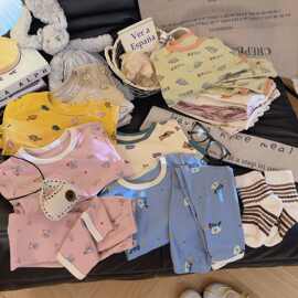 儿童中大童德绒秋衣280g羊毛家居服男女童加厚磨毛睡衣套装秋季棉