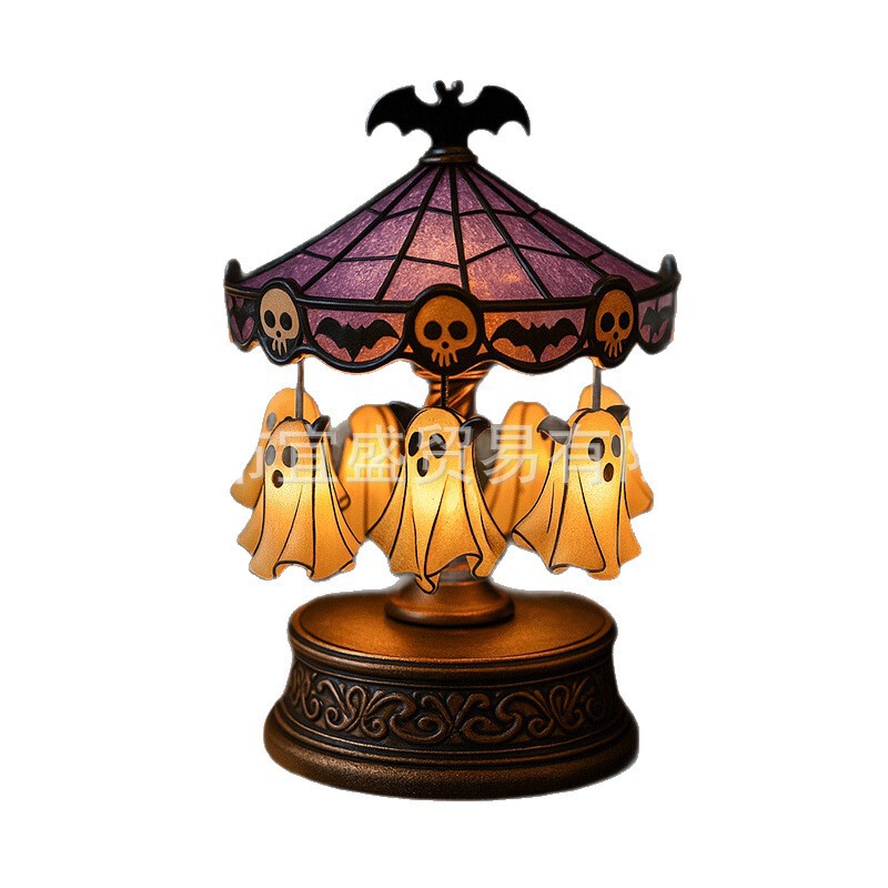 跨境新款Ghost Carousel Lights幽灵台灯家居庭院摆件旋转木马灯|undefined