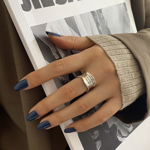 Hip-hop English ring female ins trendy cool letter personality exaggerated retro conformable adjustable niche design ring