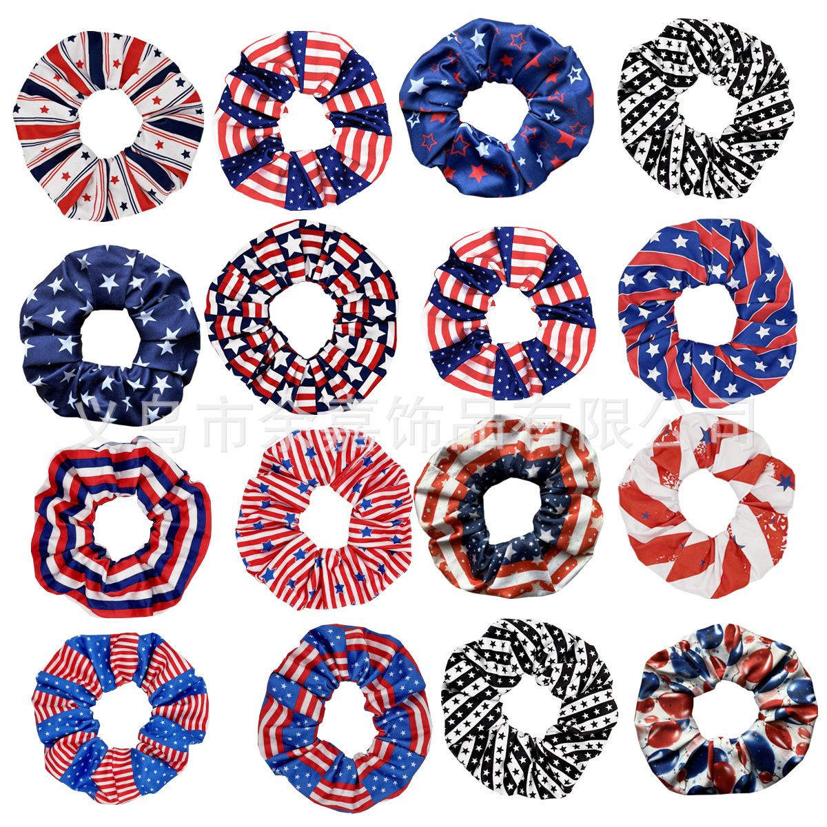 Amazon's Best-Selling American Stars Independence Day Fabric Pig Intestine Hair Band Hair Accessories Women's Headband Versatile Ready Stock Wholesale