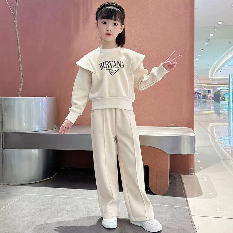 Самодельный бренд Демисезонный набор для подростков: oversized лонгслив с буквами и расслабляющие брюки