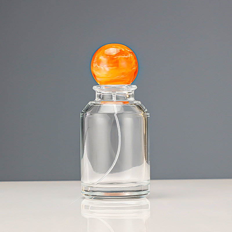 供应球形黄色树脂盖香水瓶按压喷雾瓶100ml大容量香水分装瓶