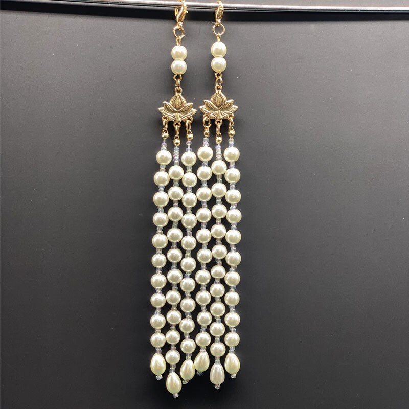 Detachable Lobster Clasp Lotus Imitation Pearl Tassel Hanfu Ancient Style Hairpin Headpiece Pendant A023 Hair Accessory