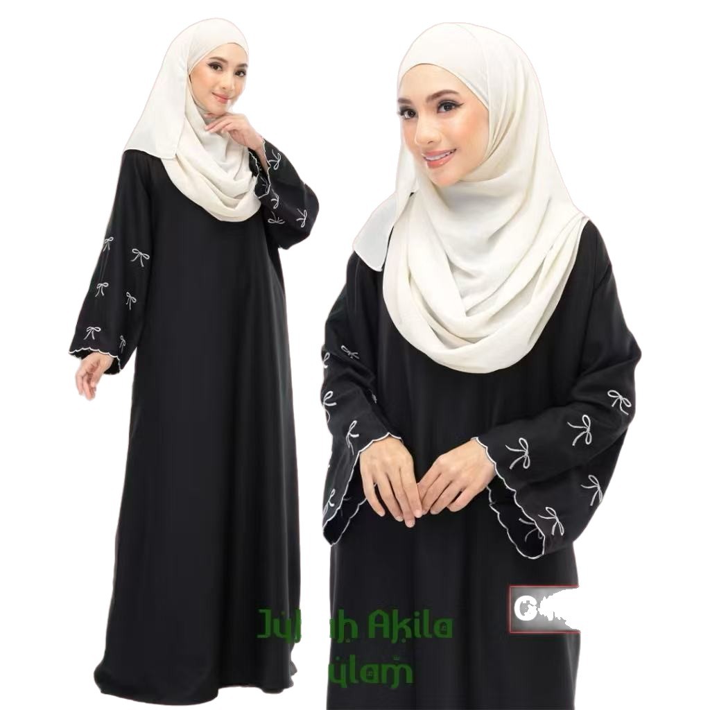 In-stock 2026 New Cross-border Middle Eastern Robe Solid Color Embroidered Loose Plus-size Dress_ecoleips.com