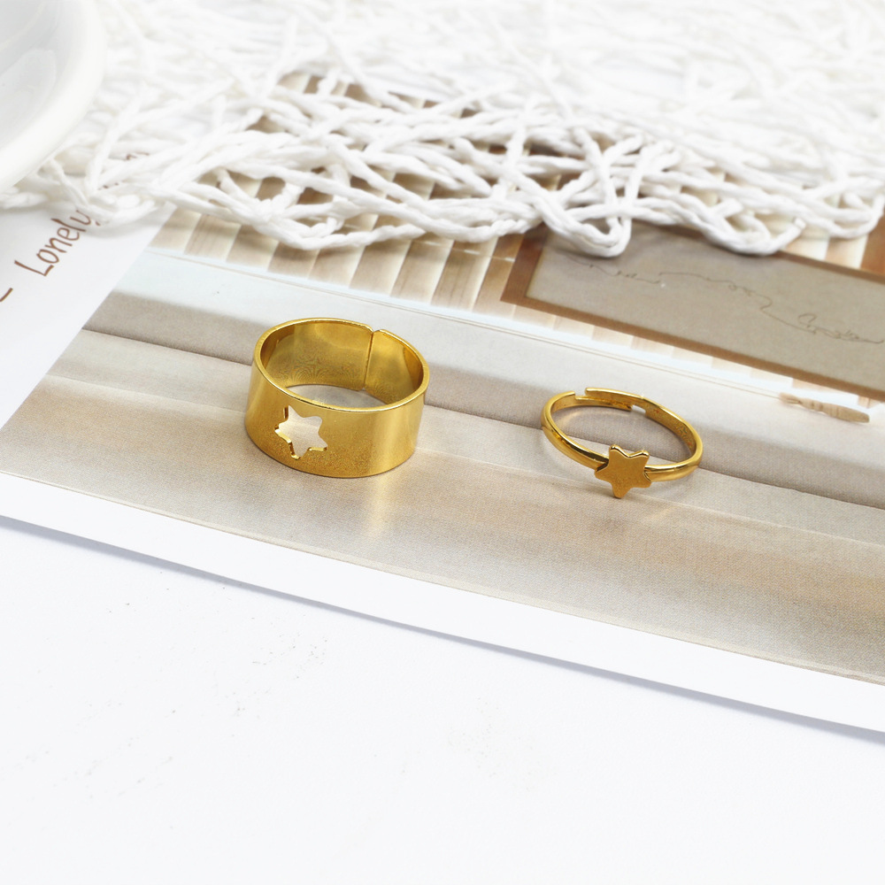 2 Piece Set Simple Style Star Moon Heart Shape Metal Women's Rings display picture 4