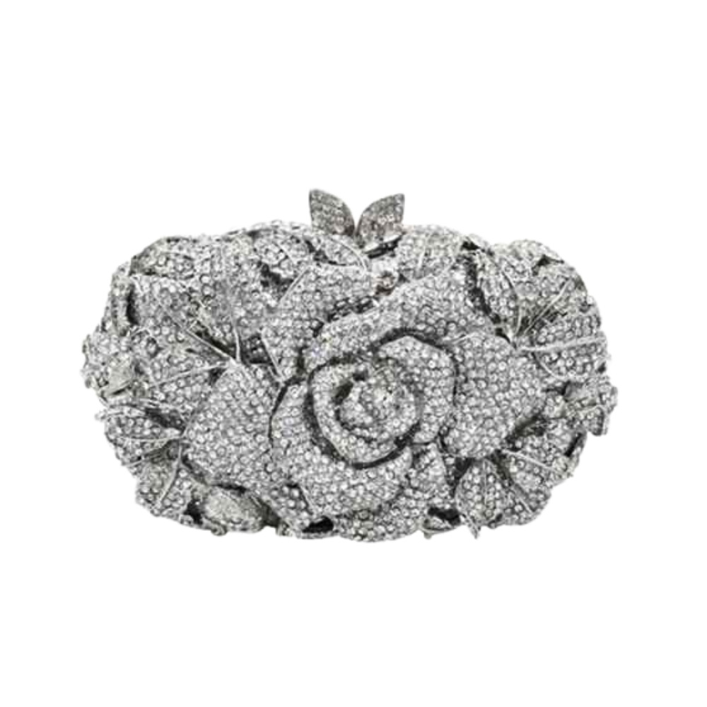 Seleccione estrictamente hueco rosa diamantes bolso de cena metal caja dura bolso de mujer bolso de vestido de fiesta de Año Nuevo bolso de diamantes de banquete