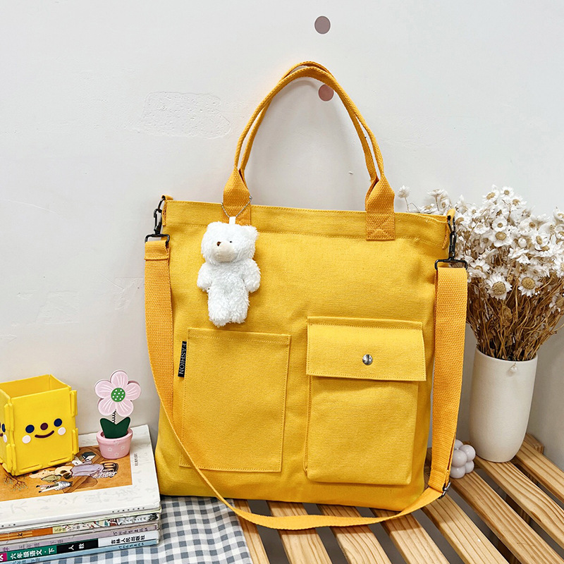 Estilo coreano estudiante bolsa de lona Portátil Bolsa de hombro de gran capacidad correa de hombro de las mujeres bolsa de mensajero desmontable bolsa de compras simple
