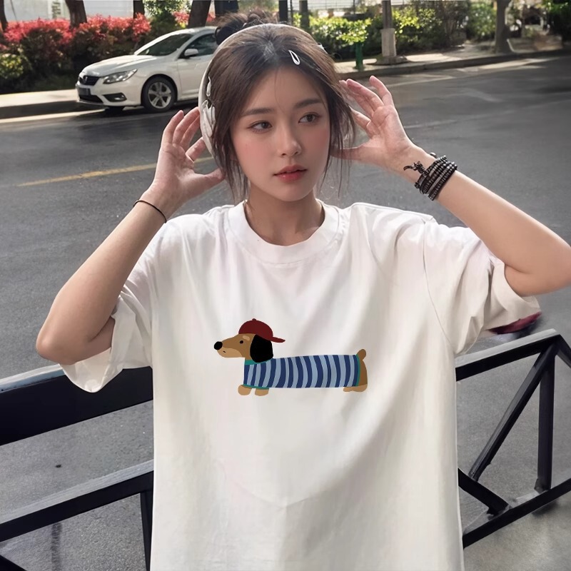 White Short-Sleeve T-Shirt for Women, Summer 2026 New Popular Style, Drop Shoulder Design, Pure Cotton, Slimming, Versatile Top