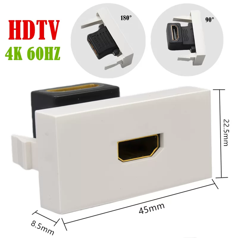 French 86 type HDMI elbow module HDMI high definition digital TV socket 90 degree high definition ground plug panel function